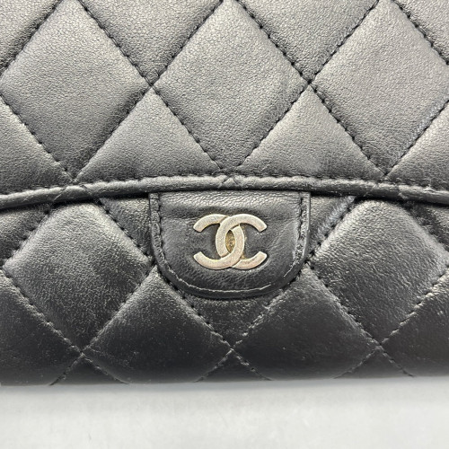 Chanel Quilted Yen Wallet Lambskin Black Chanel Quilted Yen Wallet Lambskin Black