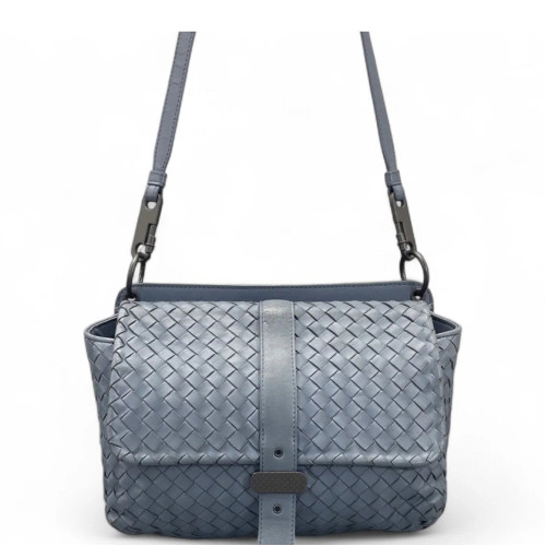 Bottega Veneta Flap Bag Lambskin Intrecciato Nappa Blue