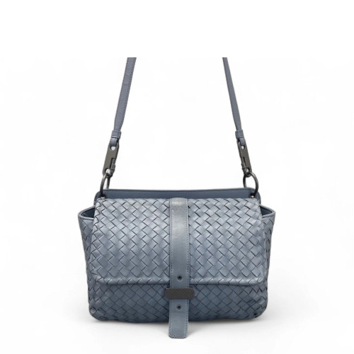 Bottega Veneta Flap Bag Lambskin Intrecciato Nappa Blue