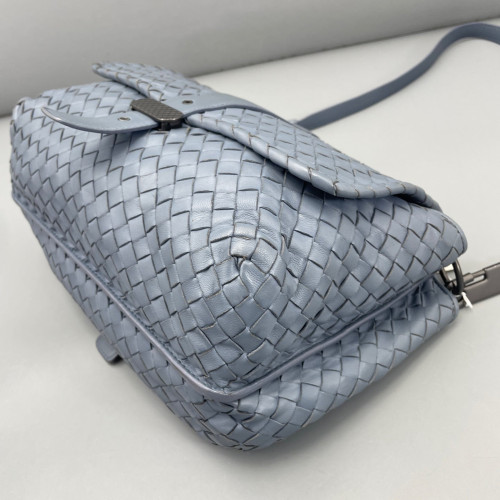 Bottega Veneta Flap Bag Lambskin Intrecciato Nappa Blue