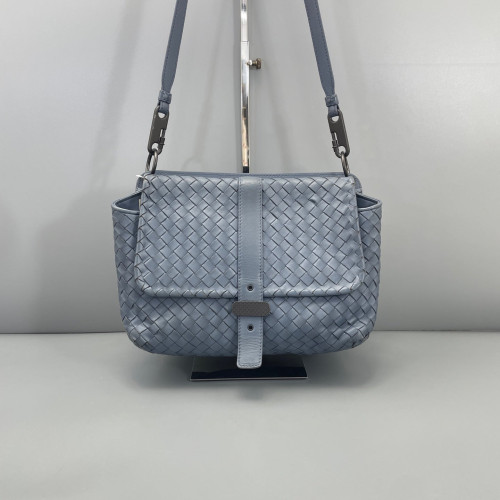 Bottega Veneta Flap Bag Lambskin Intrecciato Nappa Blue