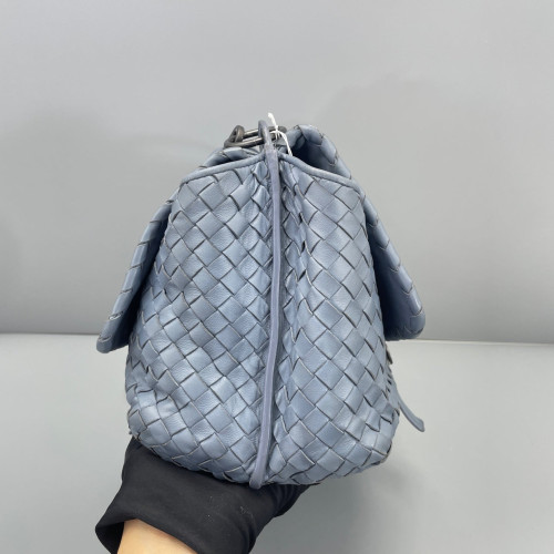 Bottega Veneta Flap Bag Lambskin Intrecciato Nappa Blue