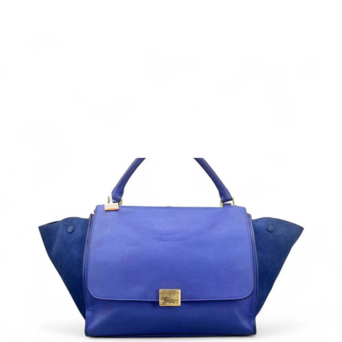 Celine Medium Trapeze Calfskin Suede Blue