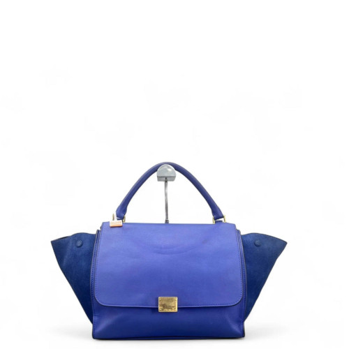 Celine Medium Trapeze Calfskin Suede Blue