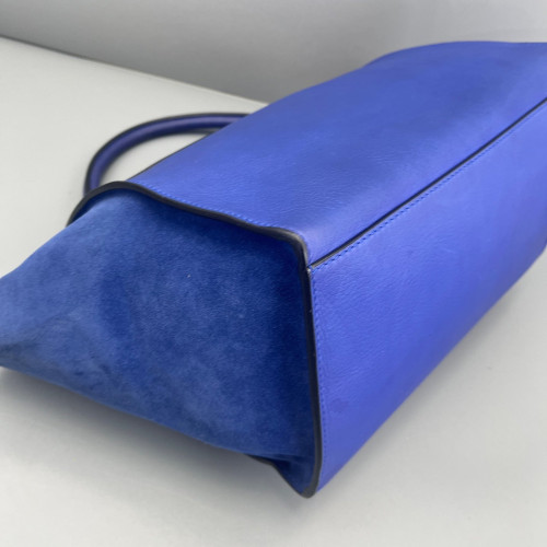 Celine Medium Trapeze Calfskin Suede Blue
