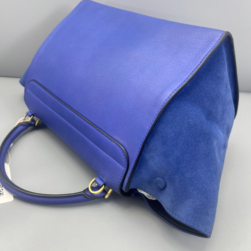 Celine Medium Trapeze Calfskin Suede Blue