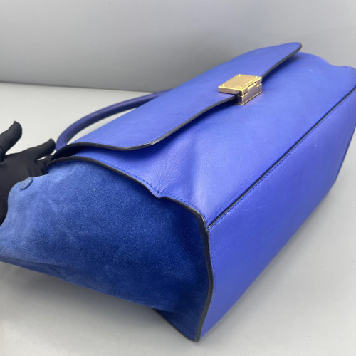 Celine Medium Trapeze Calfskin Suede Blue