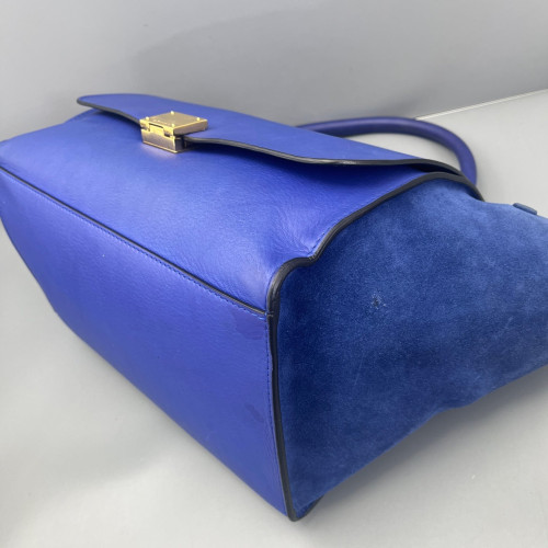 Celine Medium Trapeze Calfskin Suede Blue