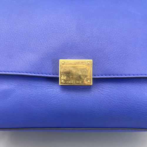 Celine Medium Trapeze Calfskin Suede Blue