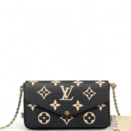 Louis Vuitton Pochette Felicie Chain Wallet Calfskin Monogram Empreinte Black White