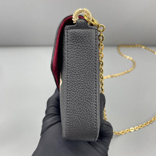 Louis Vuitton Pochette Felicie Chain Wallet Calfskin Monogram Empreinte Black White