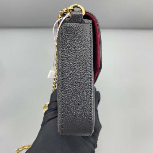 Louis Vuitton Pochette Felicie Chain Wallet Calfskin Monogram Empreinte Black White