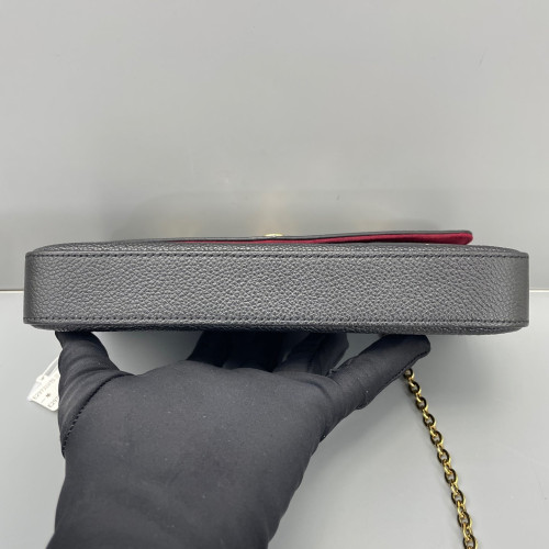 Louis Vuitton Pochette Felicie Chain Wallet Calfskin Monogram Empreinte Black White