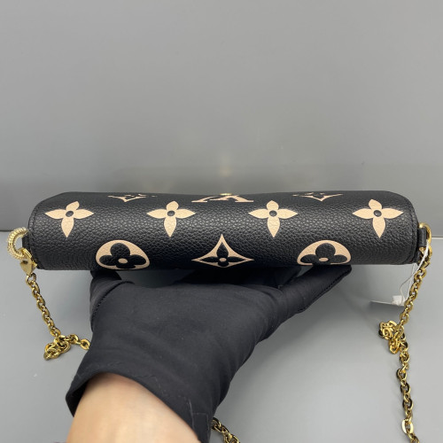 Louis Vuitton Pochette Felicie Chain Wallet Calfskin Monogram Empreinte Black White