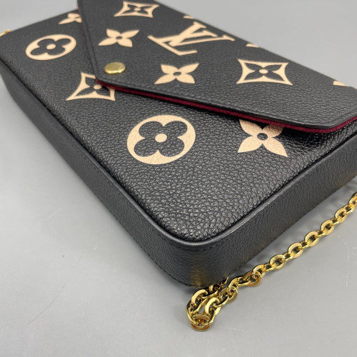 Louis Vuitton Pochette Felicie Chain Wallet Calfskin Monogram Empreinte Black White