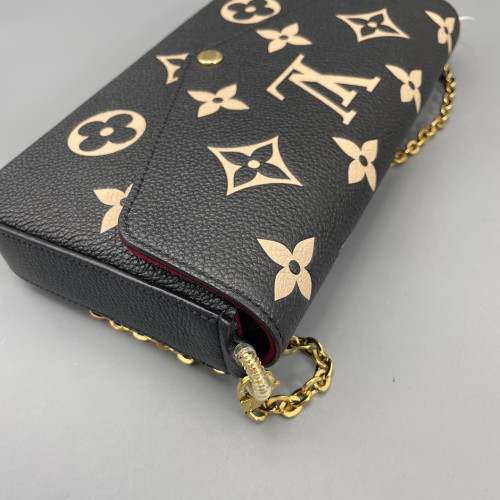 Louis Vuitton Pochette Felicie Chain Wallet Calfskin Monogram Empreinte Black White