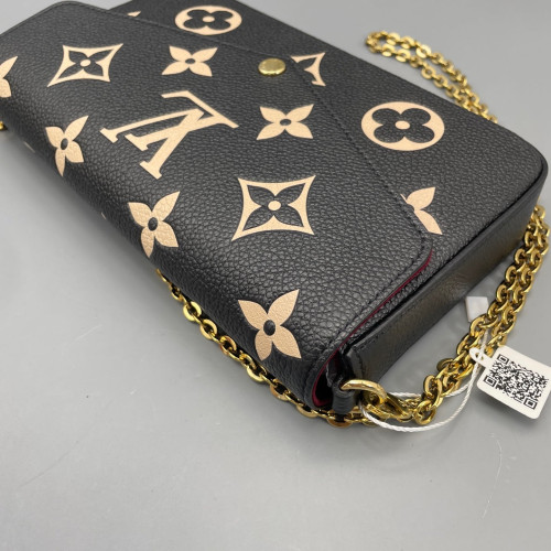 Louis Vuitton Pochette Felicie Chain Wallet Calfskin Monogram Empreinte Black White