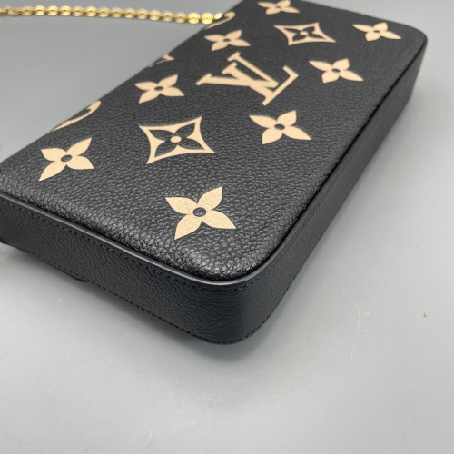 Louis Vuitton Pochette Felicie Chain Wallet Calfskin Monogram Empreinte Black White