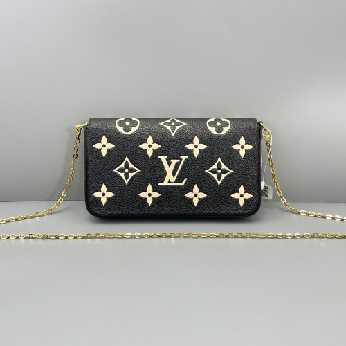 Louis Vuitton Pochette Felicie Chain Wallet Calfskin Monogram Empreinte Black White