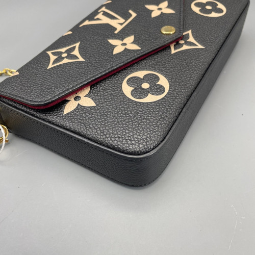 Louis Vuitton Pochette Felicie Chain Wallet Calfskin Monogram Empreinte Black White