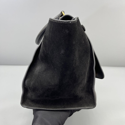 Celine Medium Trapeze Calfskin Crocodile Embossed Suede Black