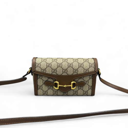 Gucci Mini Horsebit 1955 GG Supreme Monogram Beige Brown