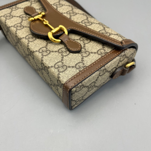 Gucci Mini Horsebit 1955 GG Supreme Monogram Beige Brown