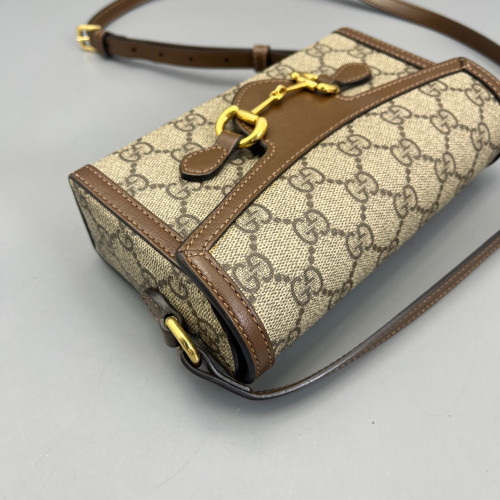 Gucci Mini Horsebit 1955 GG Supreme Monogram Beige Brown
