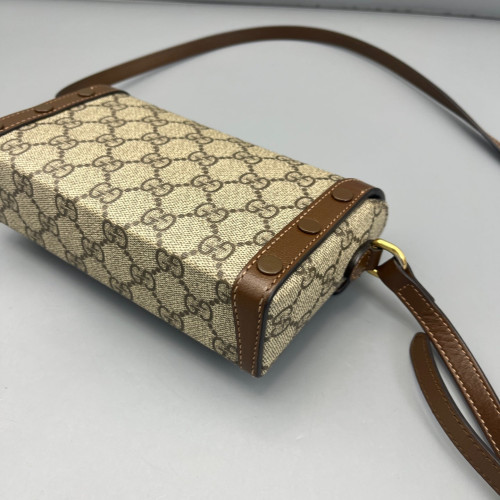 Gucci Mini Horsebit 1955 GG Supreme Monogram Beige Brown
