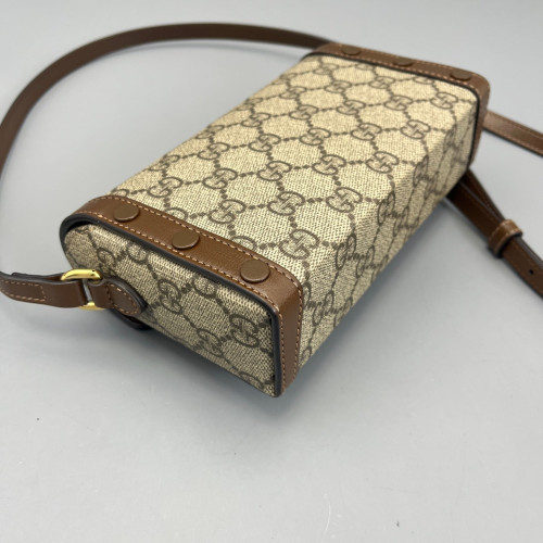 Gucci Mini Horsebit 1955 GG Supreme Monogram Beige Brown