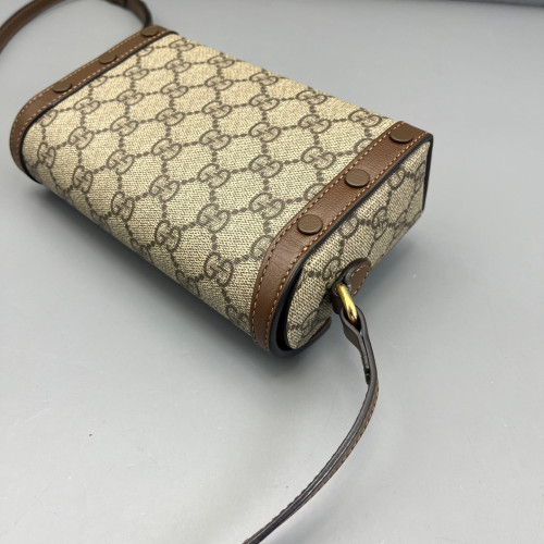 Gucci Mini Horsebit 1955 GG Supreme Monogram Beige Brown