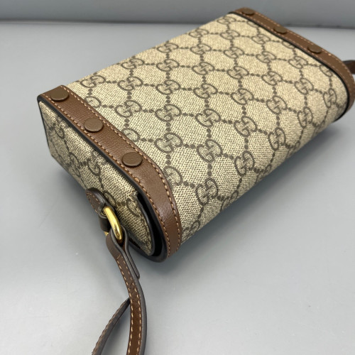 Gucci Mini Horsebit 1955 GG Supreme Monogram Beige Brown