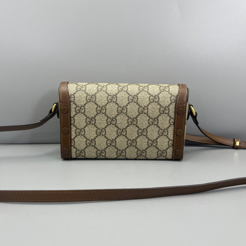 Gucci Mini Horsebit 1955 GG Supreme Monogram Beige Brown