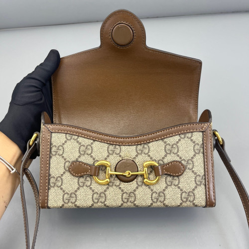 Gucci Mini Horsebit 1955 GG Supreme Monogram Beige Brown