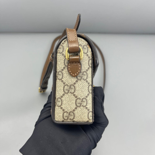 Gucci Mini Horsebit 1955 GG Supreme Monogram Beige Brown