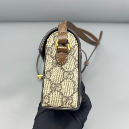 Gucci Mini Horsebit 1955 GG Supreme Monogram Beige Brown
