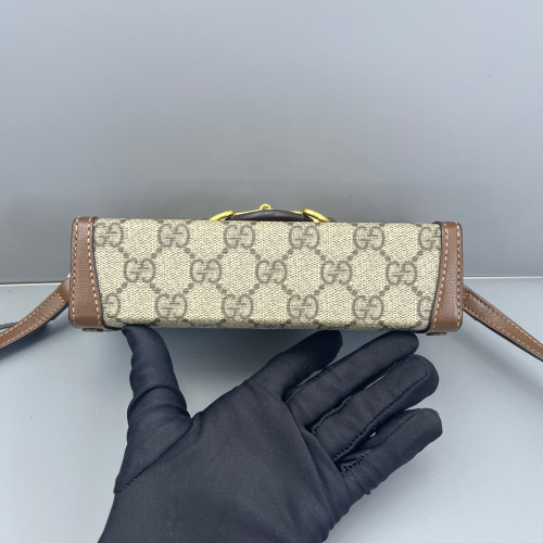 Gucci Mini Horsebit 1955 GG Supreme Monogram Beige Brown