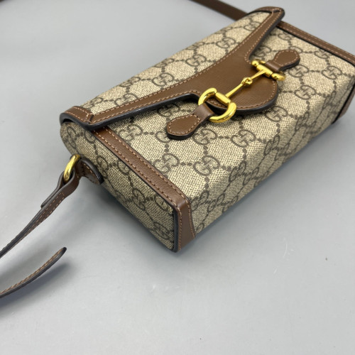 Gucci Mini Horsebit 1955 GG Supreme Monogram Beige Brown