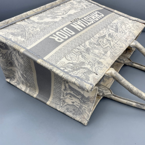 Dior Medium Book Tote Canvas Light Grey Beige