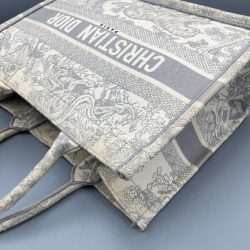 Dior Medium Book Tote Canvas Light Grey Beige