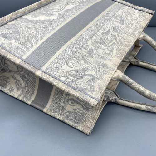 Dior Medium Book Tote Canvas Light Grey Beige