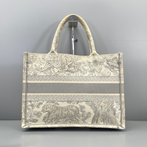 Dior Medium Book Tote Canvas Light Grey Beige