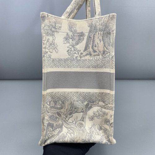 Dior Medium Book Tote Canvas Light Grey Beige
