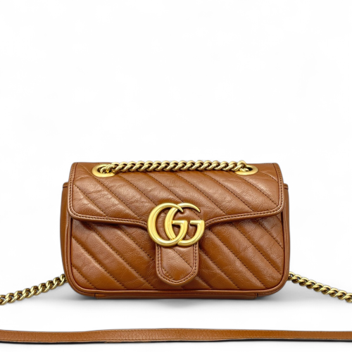 Gucci Matelasse Small GG Marmont Calfskin Tan