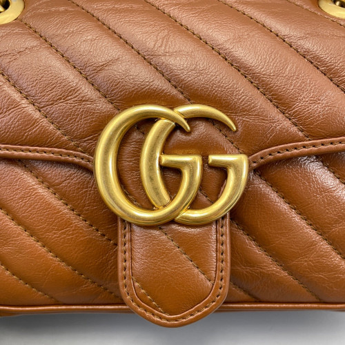 Gucci Matelasse Small GG Marmont Calfskin Tan