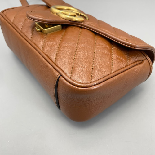 Gucci Matelasse Small GG Marmont Calfskin Tan