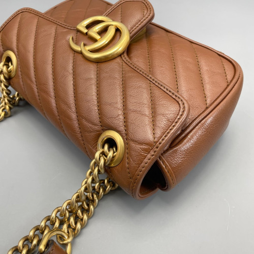 Gucci Matelasse Small GG Marmont Calfskin Tan