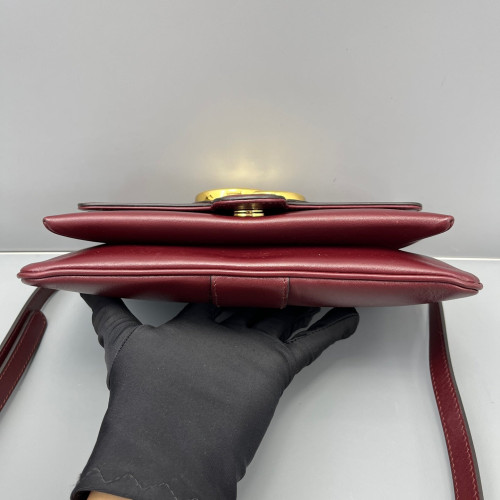 Gucci Small Arli Flap Shoulder Bag Calfskin Burgundy Gucci Small Arli Flap Shoulder Bag Calfskin Burgundy