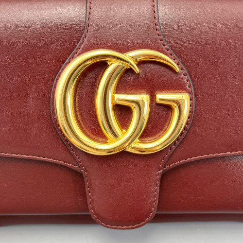 Gucci Small Arli Flap Shoulder Bag Calfskin Burgundy Gucci Small Arli Flap Shoulder Bag Calfskin Burgundy