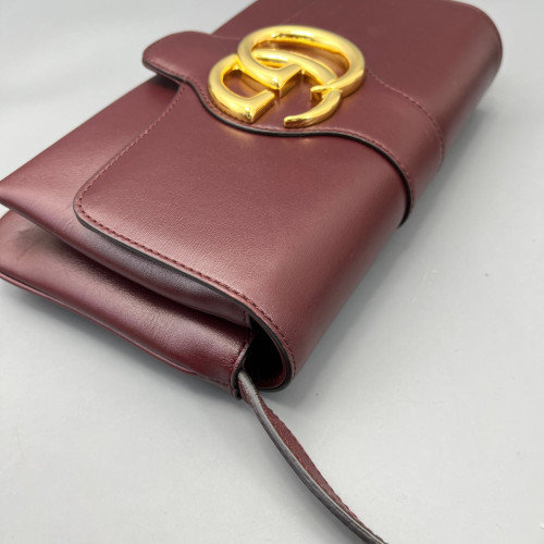 Gucci Small Arli Flap Shoulder Bag Calfskin Burgundy Gucci Small Arli Flap Shoulder Bag Calfskin Burgundy